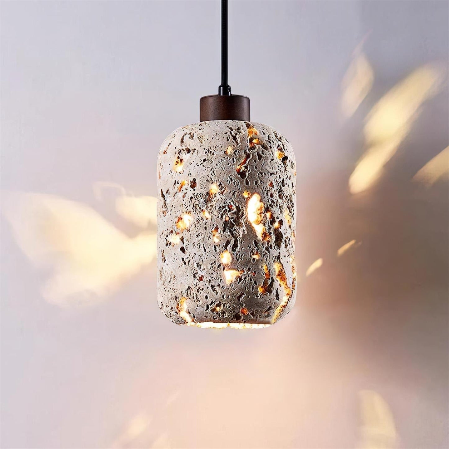 Concrete Travertine Pendant Light with Adjustable Height | Elegant Hanging Light for Kitchen Island Illumination 6