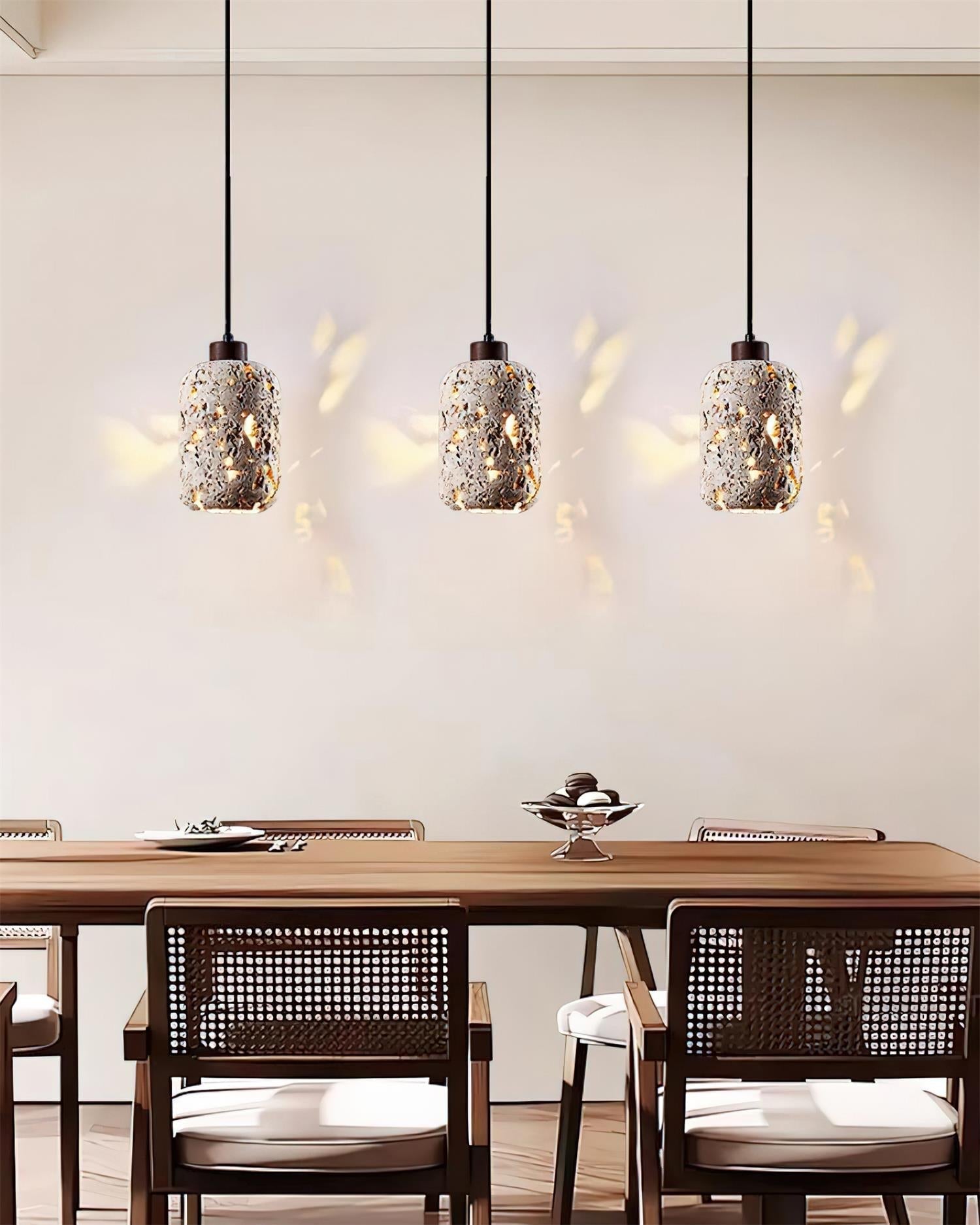 Concrete Travertine Pendant Light with Adjustable Height | Elegant Hanging Light for Kitchen Island Illumination 7