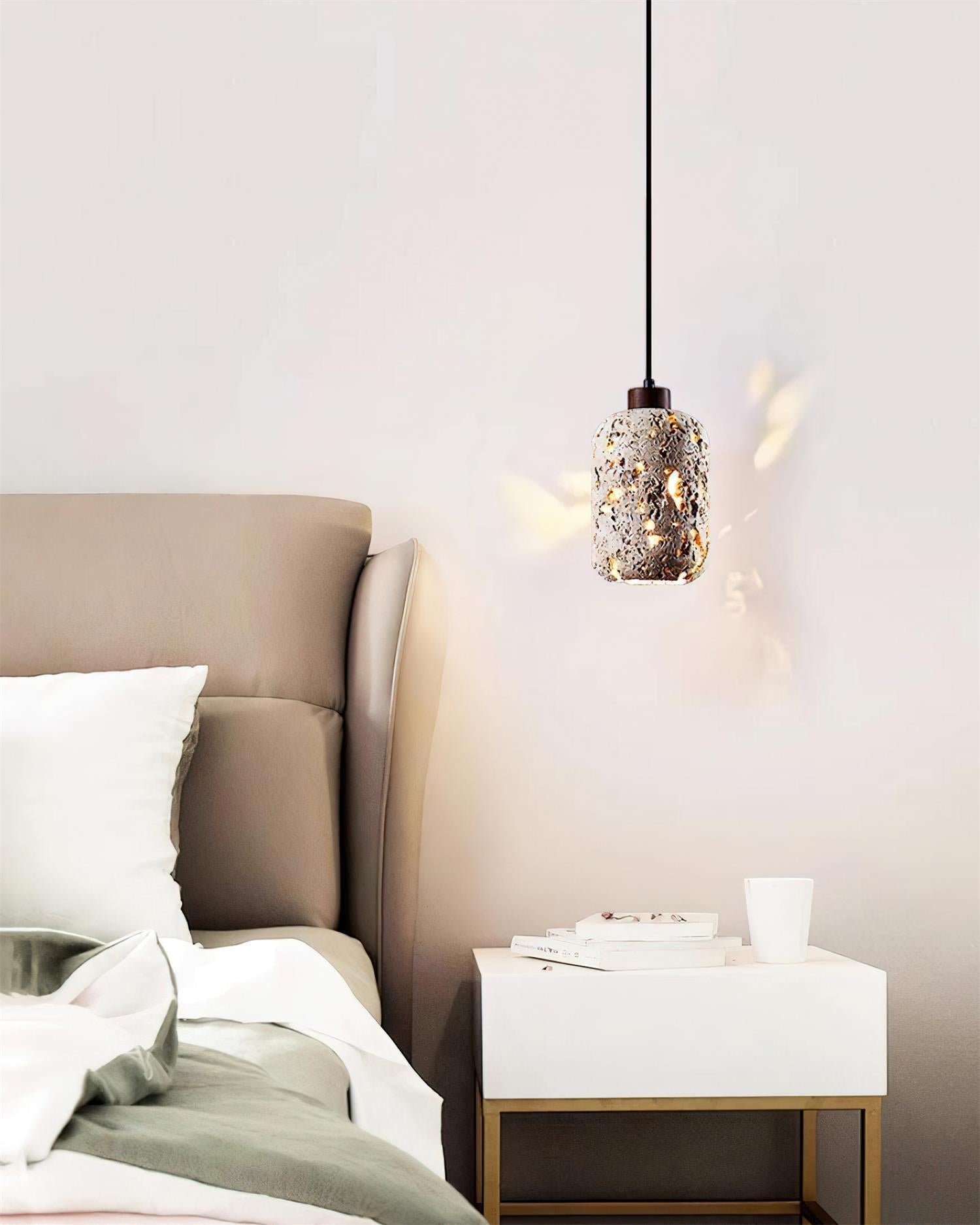 Concrete Travertine Pendant Light with Adjustable Height | Elegant Hanging Light for Kitchen Island Illumination 8