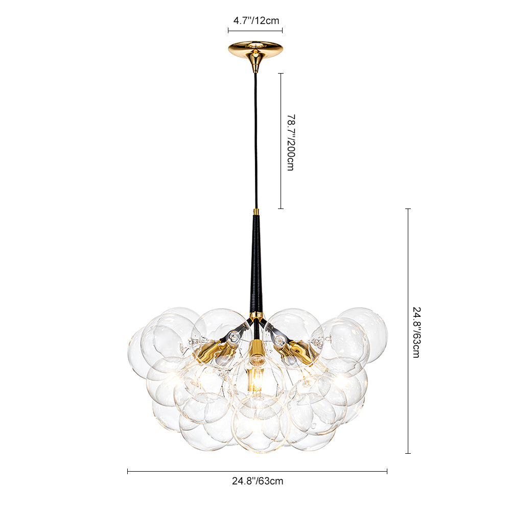 Clear Glass Bubble Chandelier | 4 Finishes