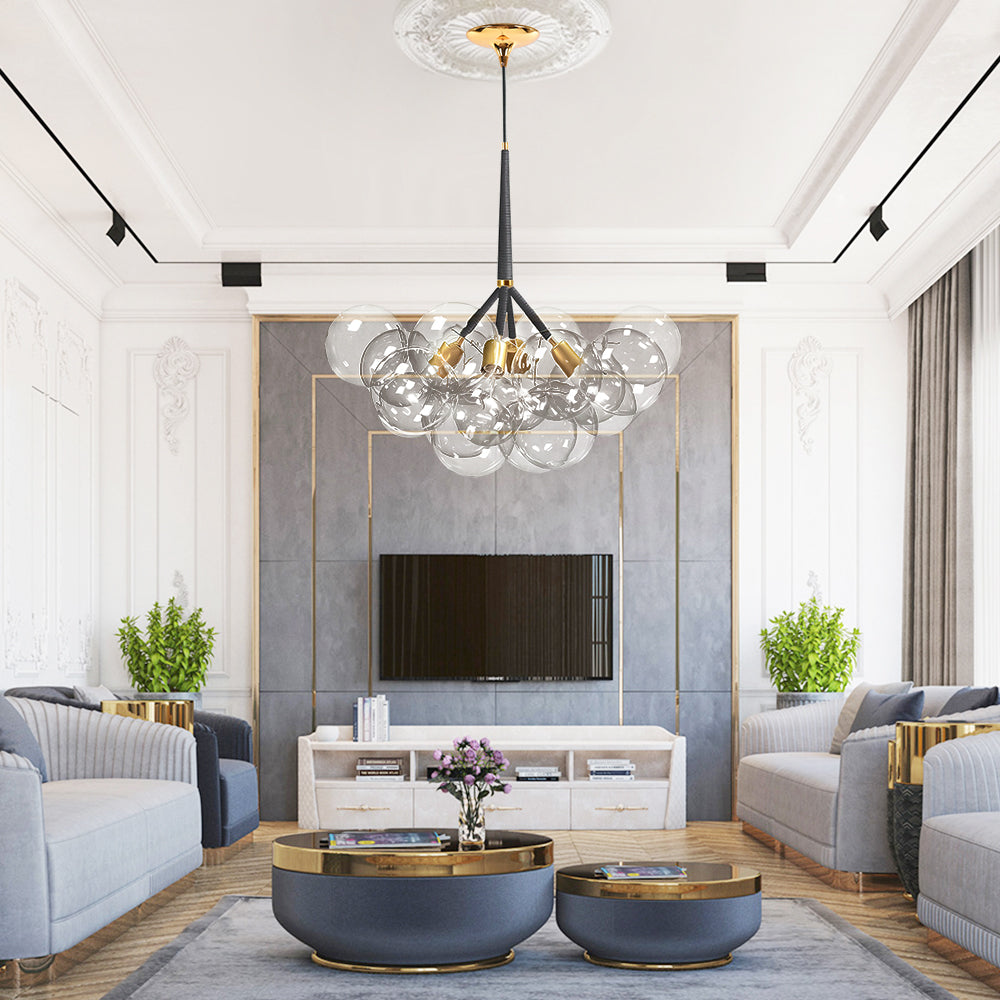 Clear Glass Bubble Chandelier | 4 Finishes