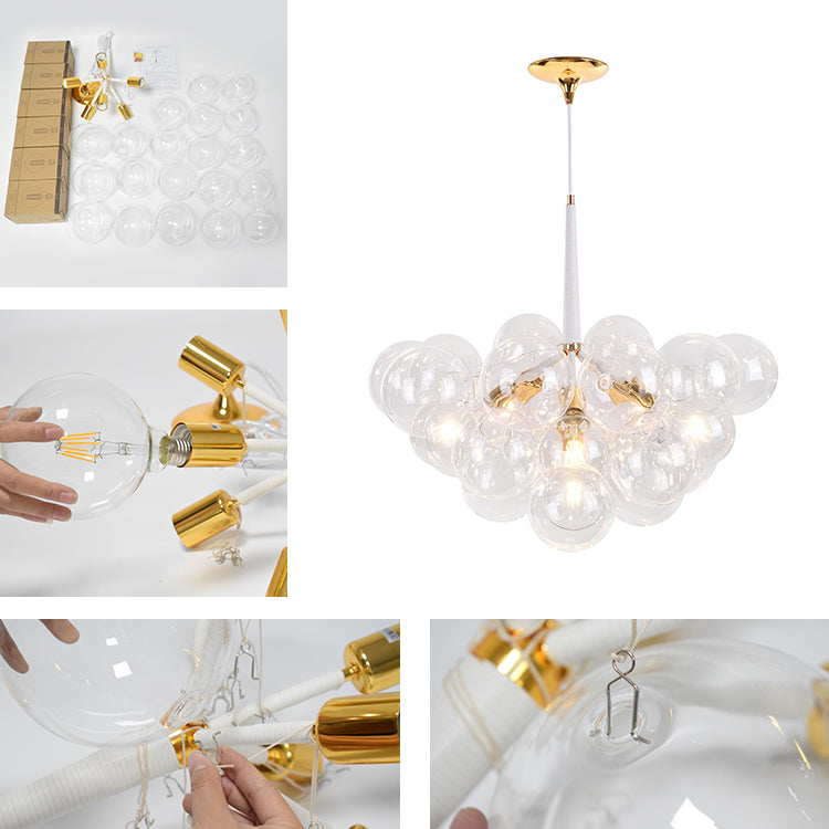 Clear Glass Bubble Chandelier | 4 Finishes