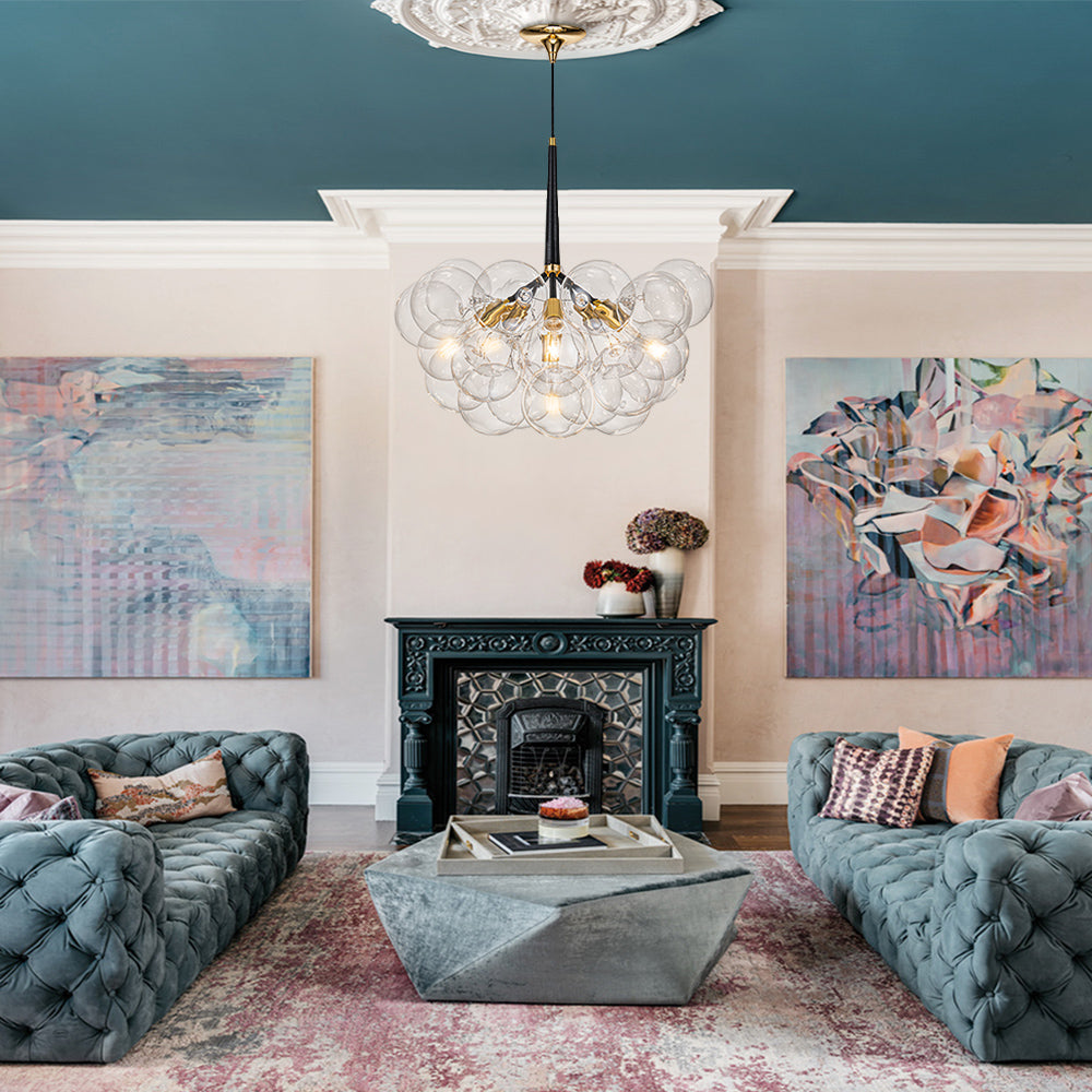 Clear Glass Bubble Chandelier | 4 Finishes