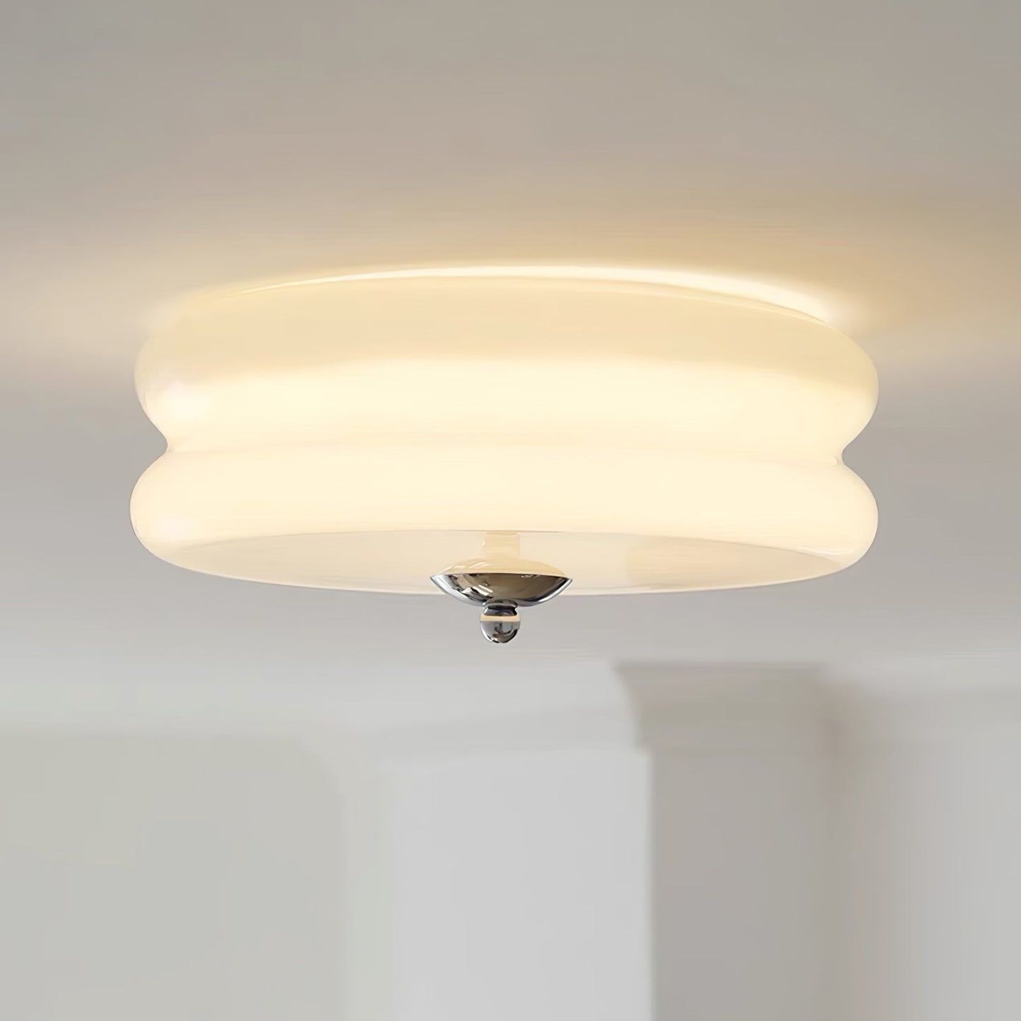 Contemporary Flush Mount Ceiling Light Fixture with Frosted Glass Shade | Modern Design for Soft Ambient Illumination 2