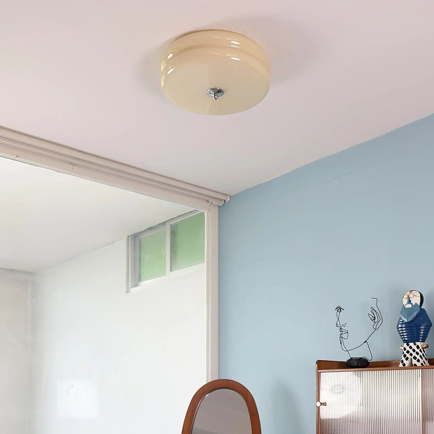 Contemporary Flush Mount Ceiling Light Fixture with Frosted Glass Shade | Modern Design for Soft Ambient Illumination 6