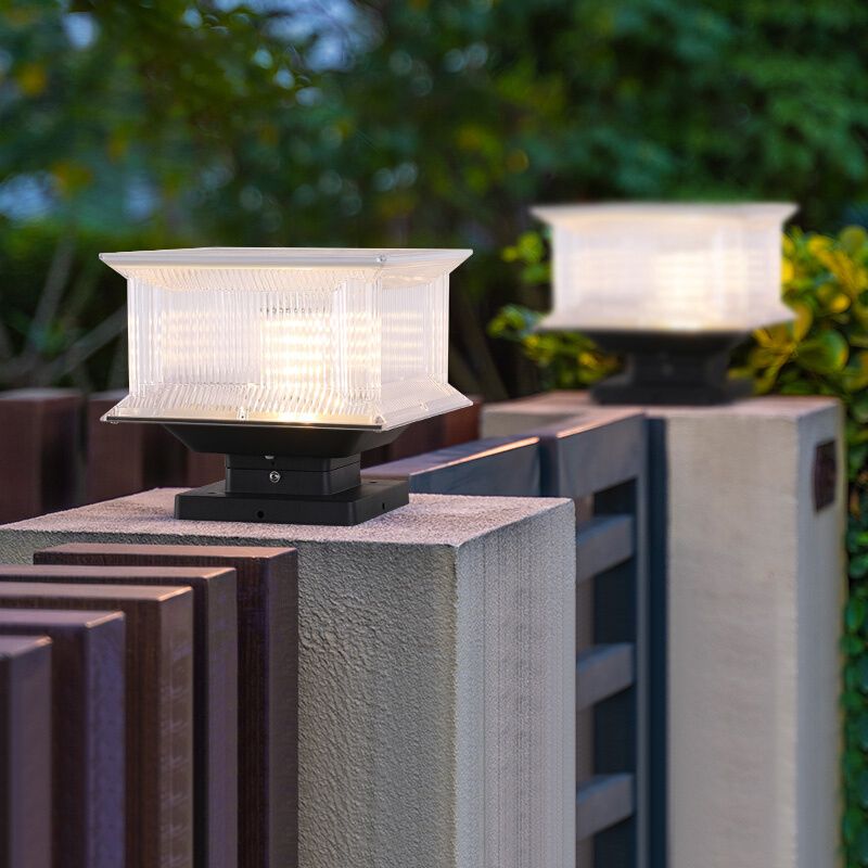 Contemporary Outdoor Lamp | Solar LED Light Fixture with Remote Color Change | Weather-Resistant Design for Versatile Illumination 1