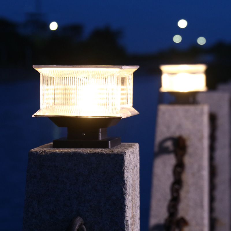 Contemporary Outdoor Lamp | Solar LED Light Fixture with Remote Color Change | Weather-Resistant Design for Versatile Illumination 4