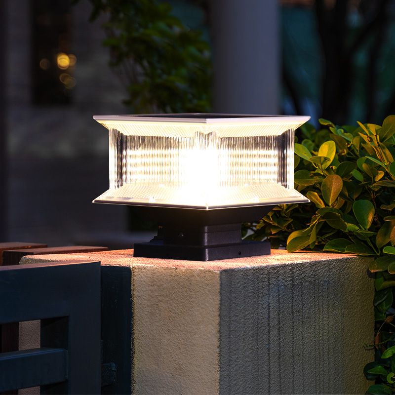 Contemporary Outdoor Lamp | Solar LED Light Fixture with Remote Color Change | Weather-Resistant Design for Versatile Illumination 6