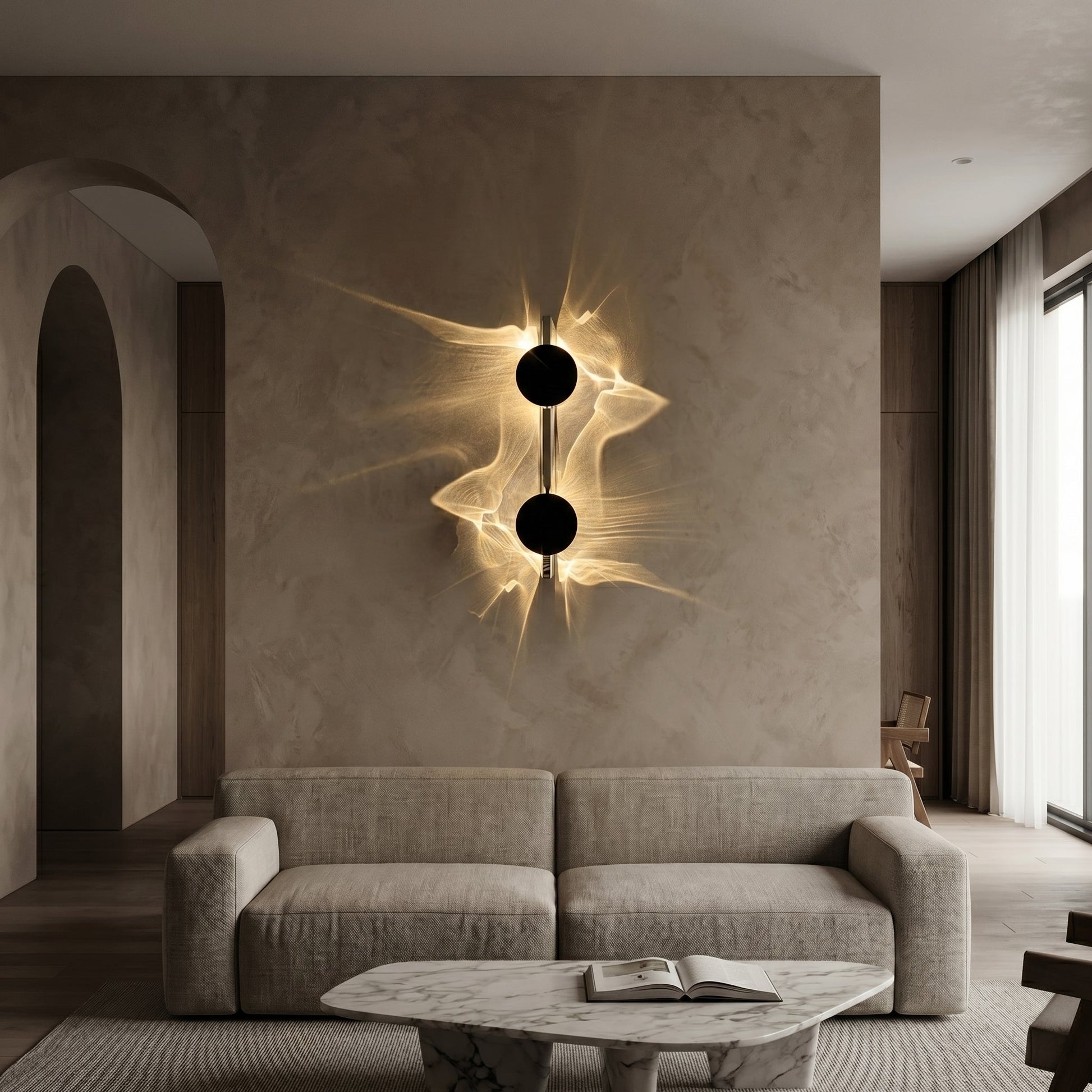 Contemporary Wall Sconce Lighting with 180° Rotatable Head | Fluid Wave Projection for Dynamic Illumination 5