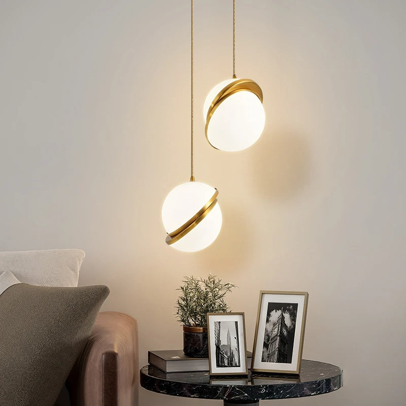 Crescent Pendant Lamp | Elegant Acrylic Chandelier with Brushed Brass Finish | Perfect for Living Rooms and Bedrooms 1