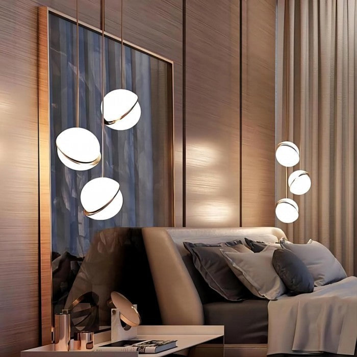 Crescent Pendant Lamp | Elegant Acrylic Chandelier with Brushed Brass Finish | Perfect for Living Rooms and Bedrooms 6