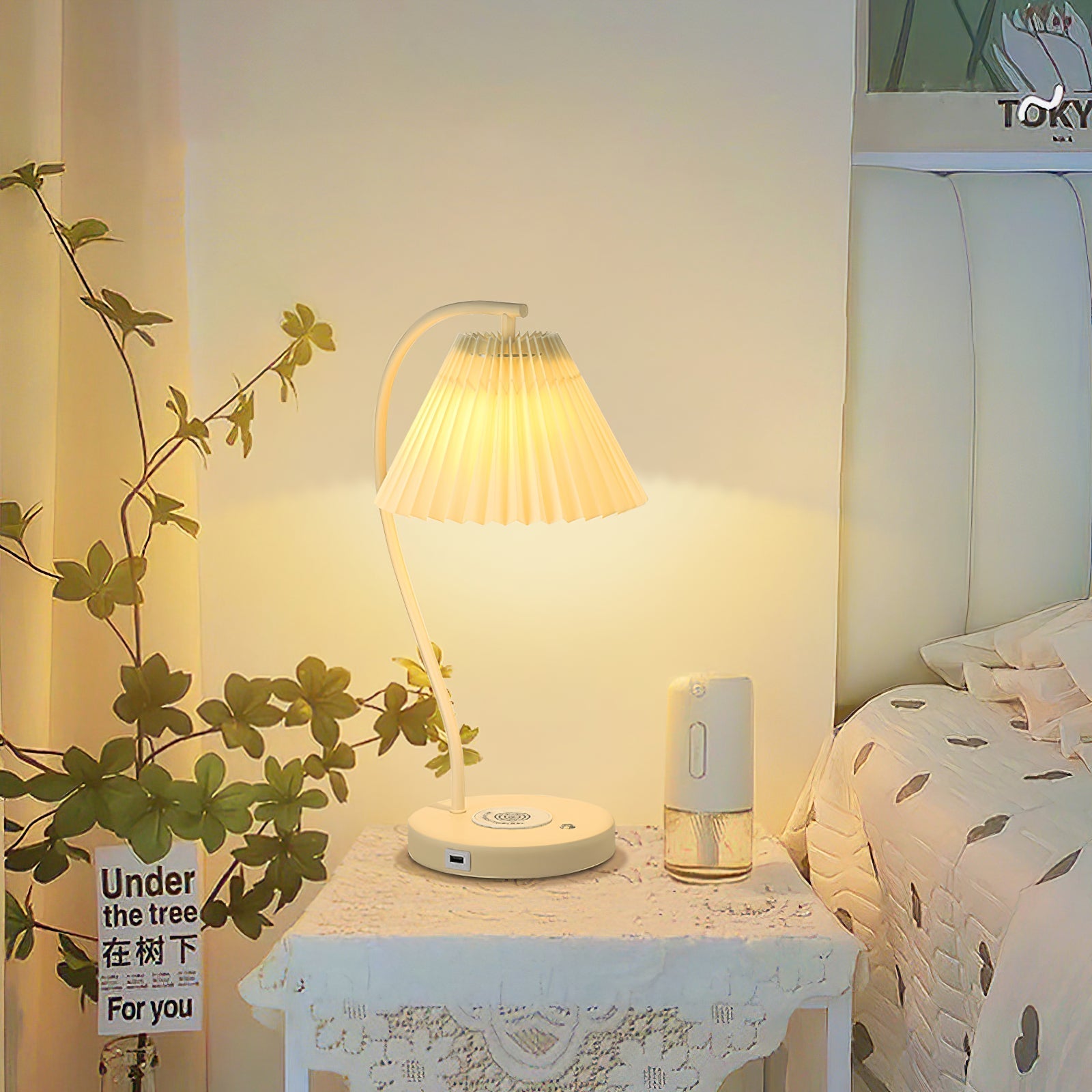 Sano Nordic Curved Ceramic Fabric Table Lamp