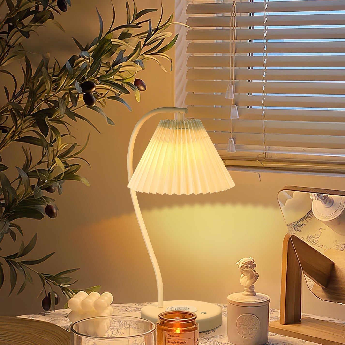 Sano Nordic Curved Ceramic Fabric Table Lamp
