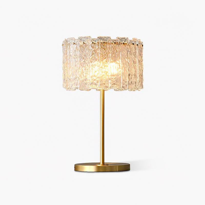 Crystal Table Lamp | Elegant Brass Finish & Clear Glass Shade | Stylish Light for Living Room and Bedroom 0