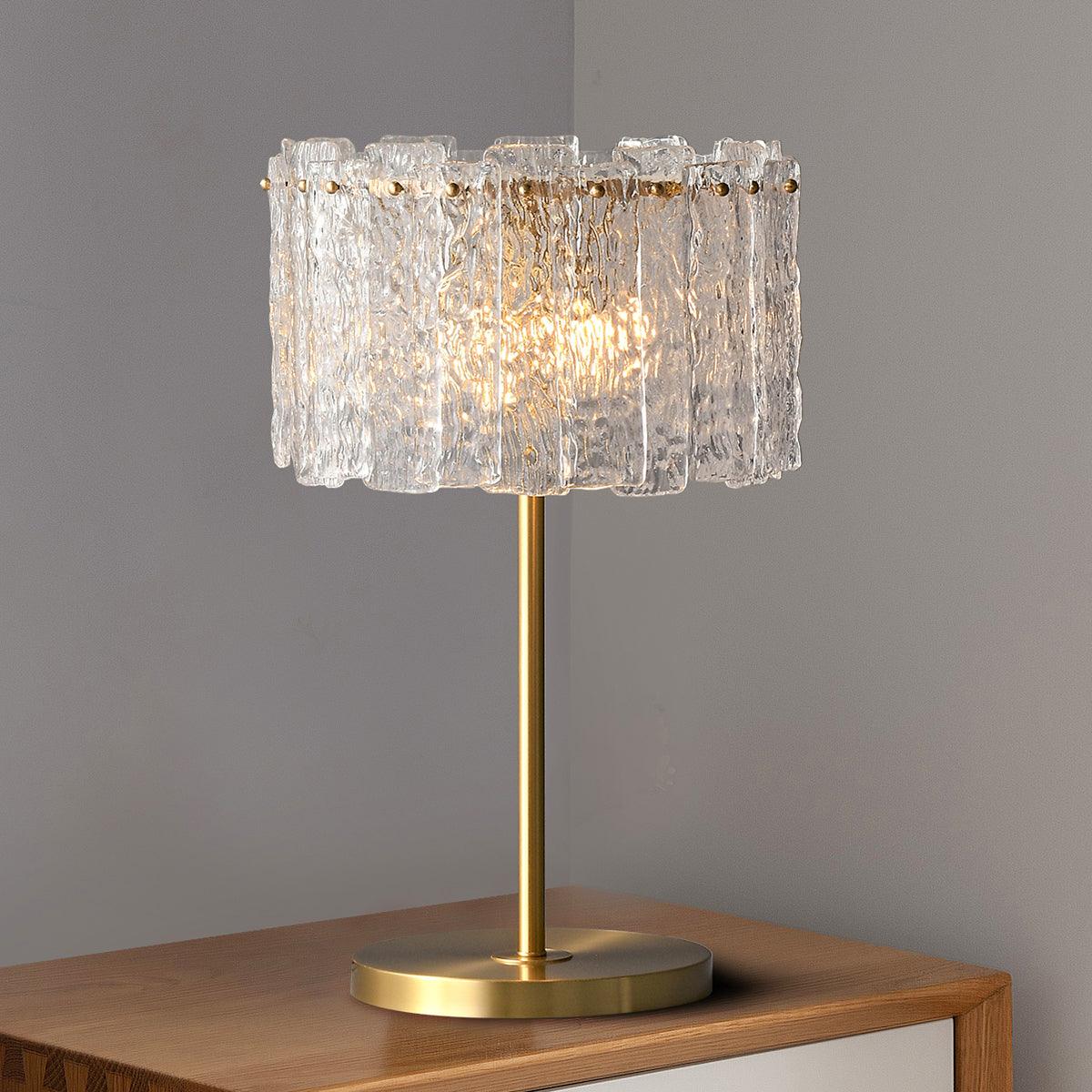 Crystal Table Lamp | Elegant Brass Finish & Clear Glass Shade | Stylish Light for Living Room and Bedroom 4