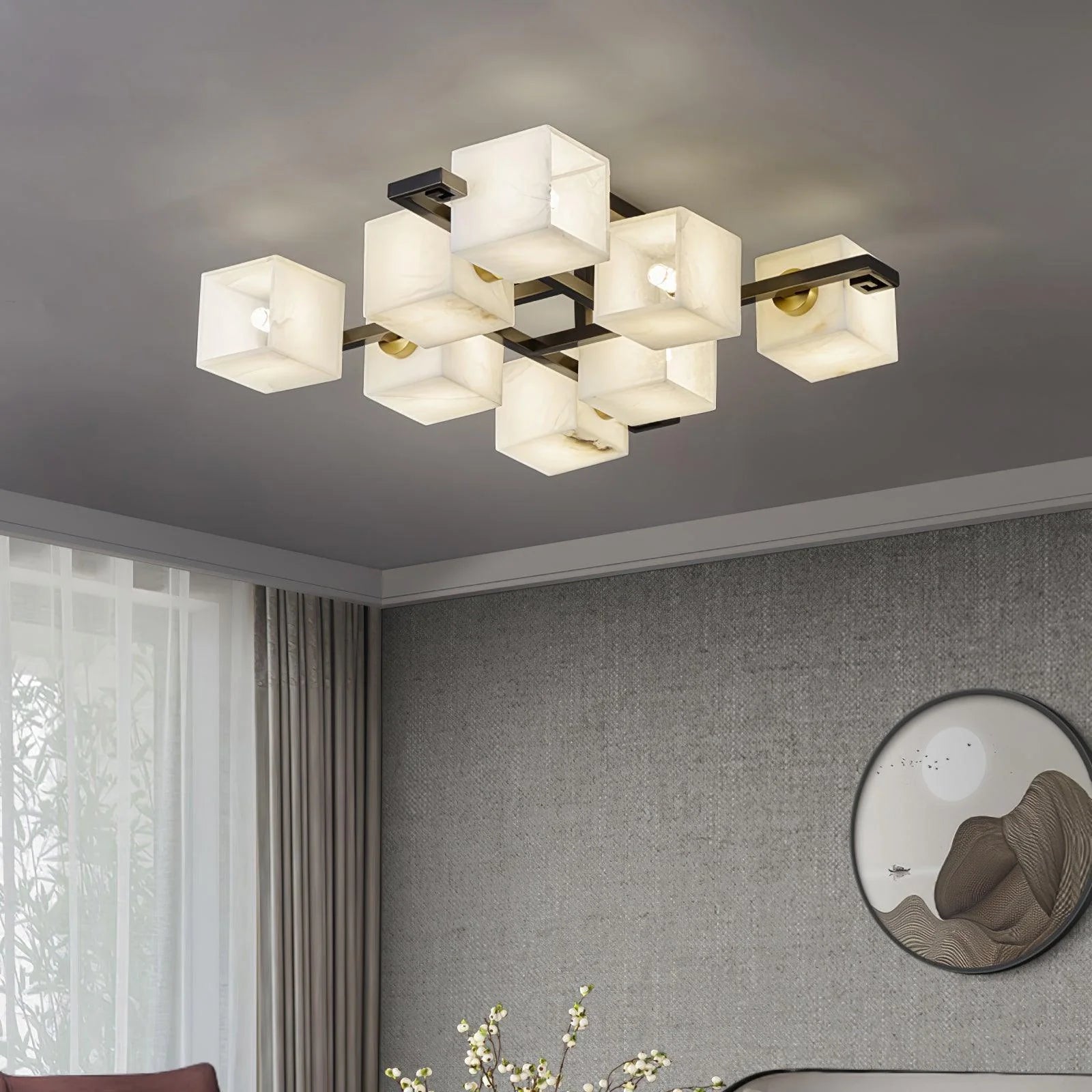 Jade Alabaster Cube Ceiling Light