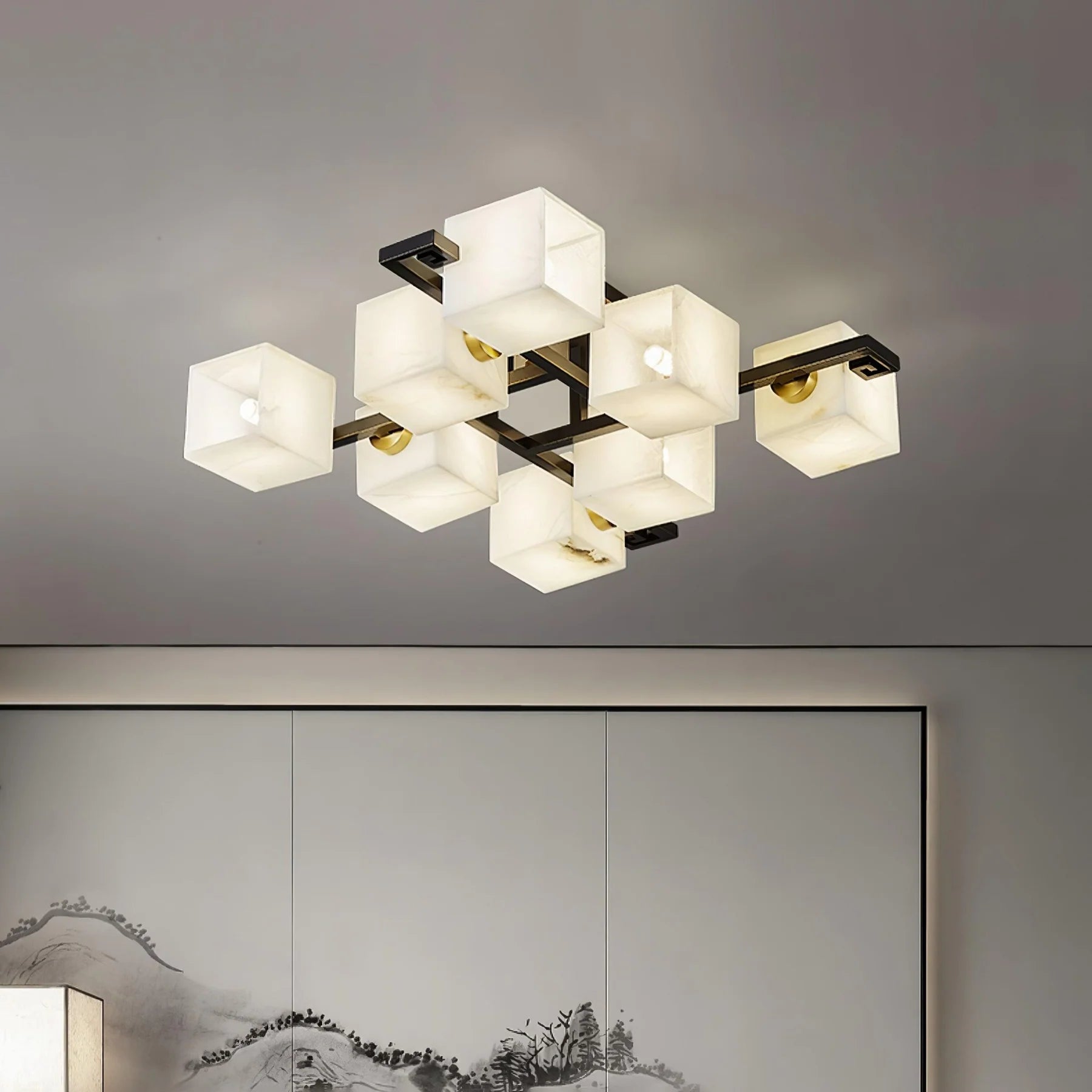 Jade Alabaster Cube Ceiling Light lifestyle