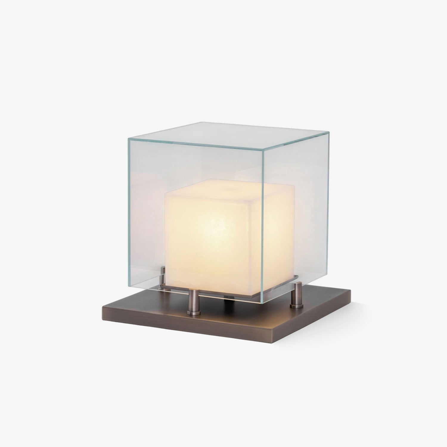 Cubo Alabaster | Table Lamp with Integrated LED & Warm Light | Stylish Bedside Table Lamp for Cozy Indoor Ambiance 1