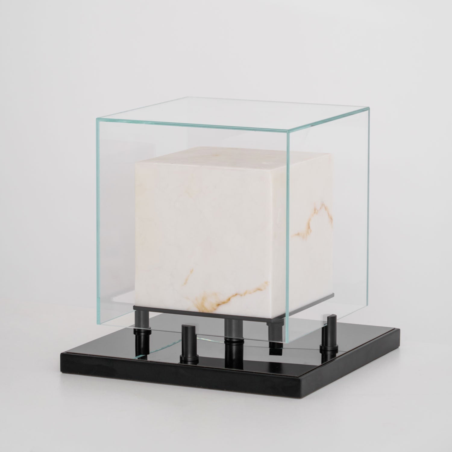 Cubo Alabaster | Table Lamp with Integrated LED & Warm Light | Stylish Bedside Table Lamp for Cozy Indoor Ambiance 2