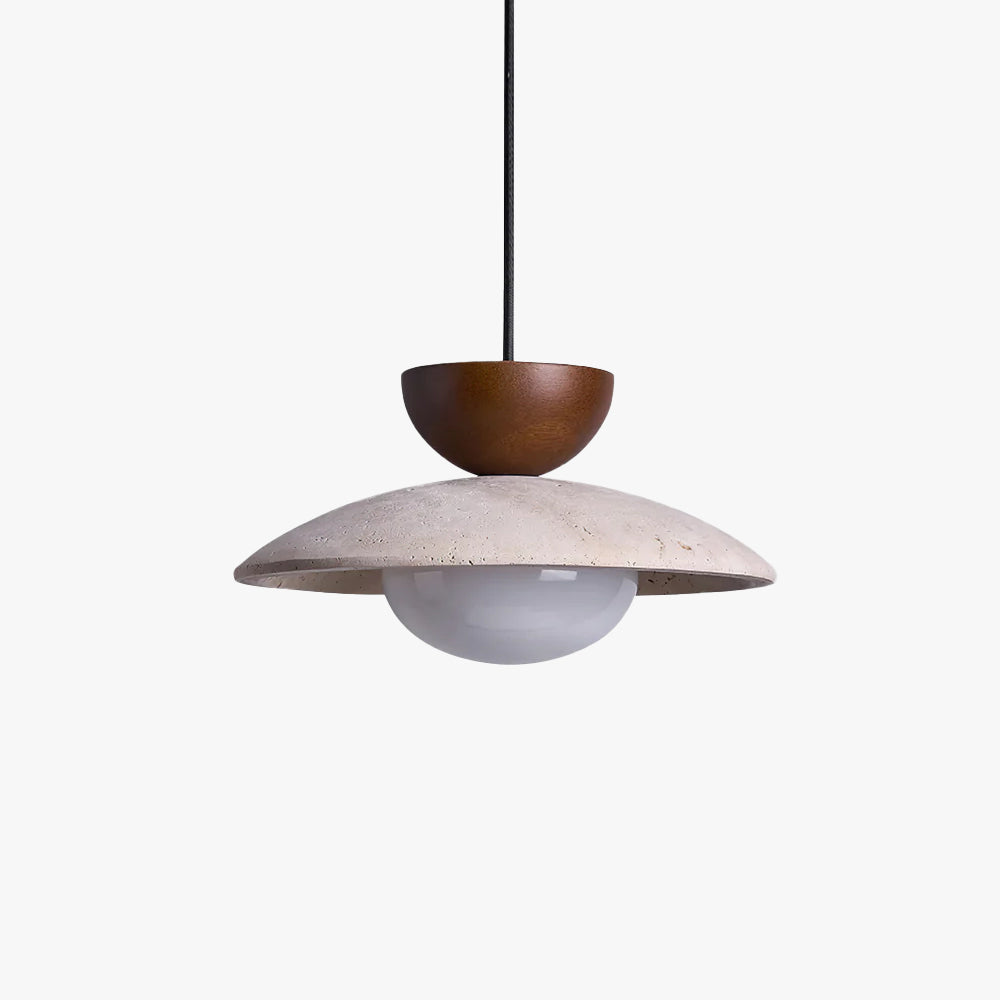 Zaid Textured Round Travertine Pendant Light
