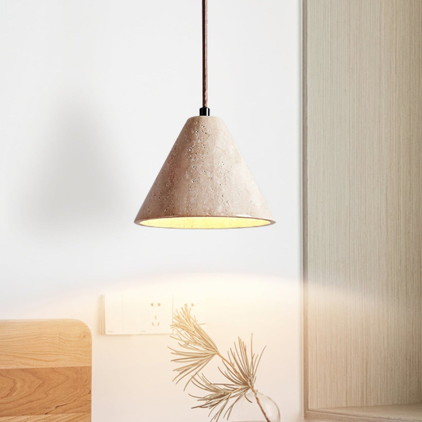 Dome Pendant Light with Organic Travertine Design | Adjustable Height for Kitchen Island and Dining Spaces 3