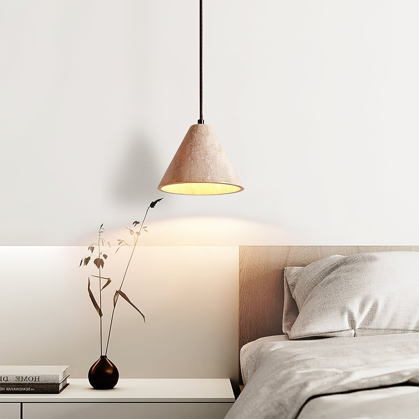 Dome Pendant Light with Organic Travertine Design | Adjustable Height for Kitchen Island and Dining Spaces 4