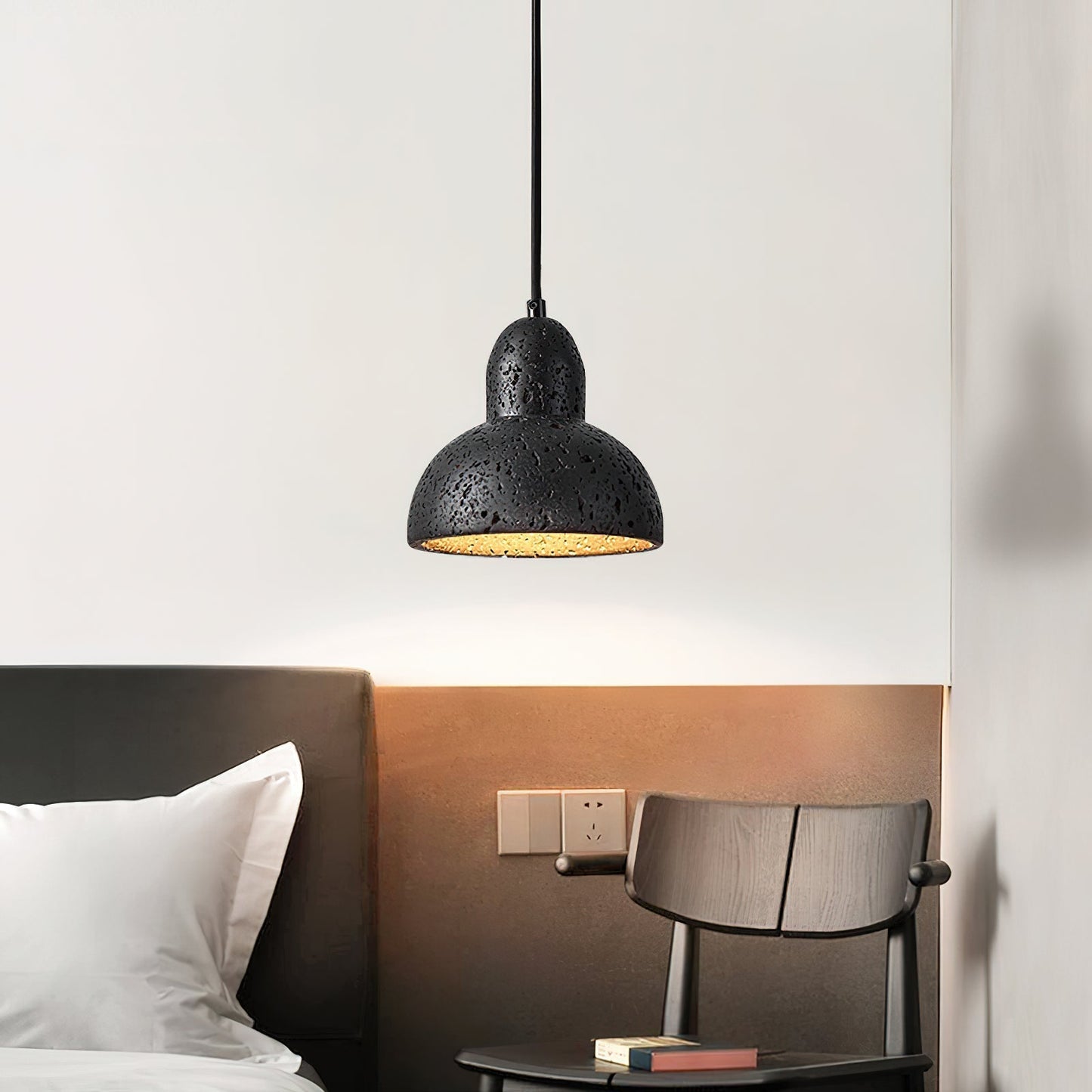 Dome Pendant Light with Organic Travertine Design | Adjustable Height for Kitchen Island and Dining Spaces 7