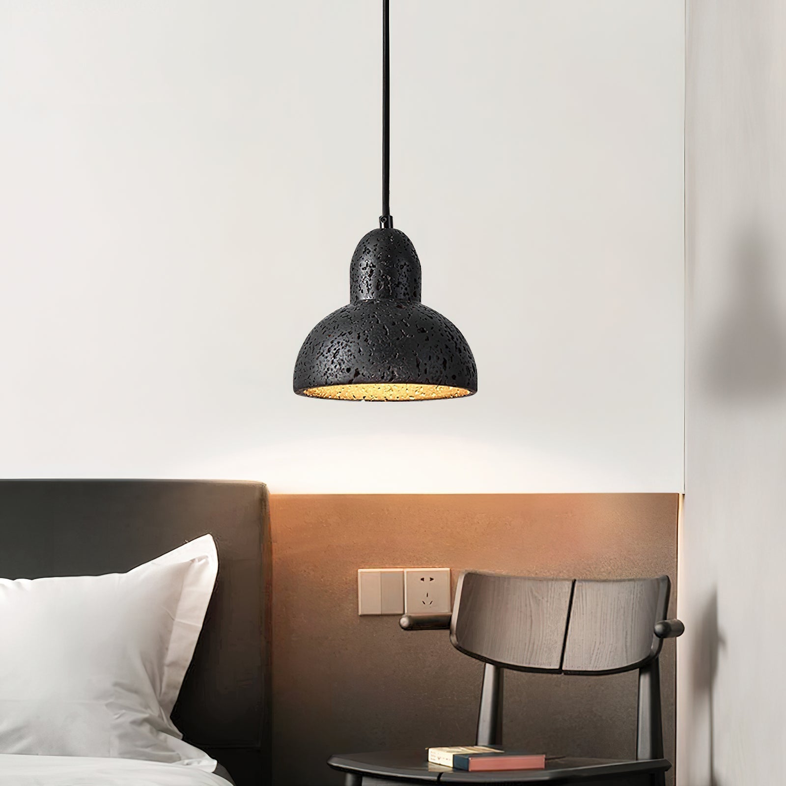 Dome Pendant Light with Organic Travertine Design | Adjustable Height for Kitchen Island and Dining Spaces 7