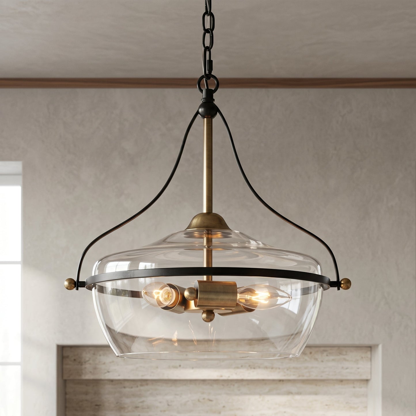 Eira | Glass Pendant Light with Adjustable Chain & Industrial Design | Stylish Hanging Light for Kitchen and Dining 1