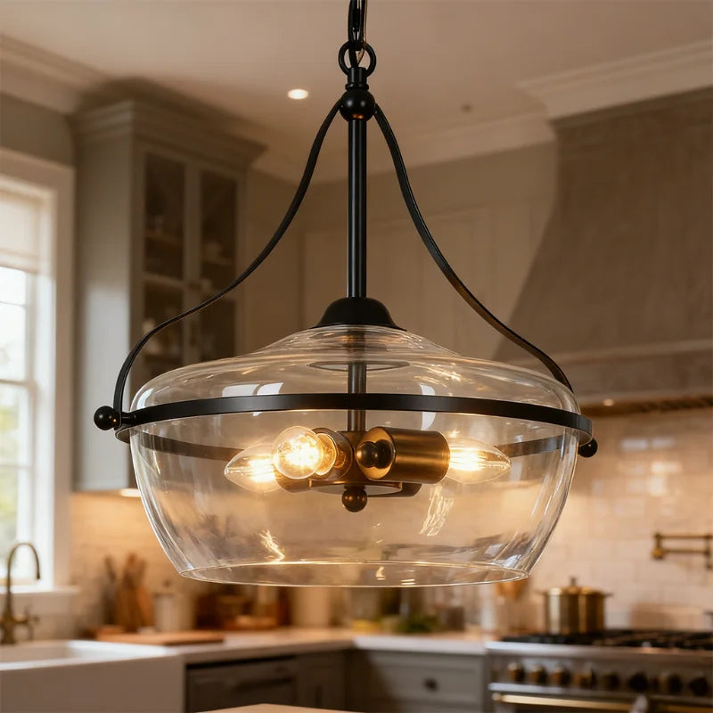 Eira | Glass Pendant Light with Adjustable Chain & Industrial Design | Stylish Hanging Light for Kitchen and Dining 5
