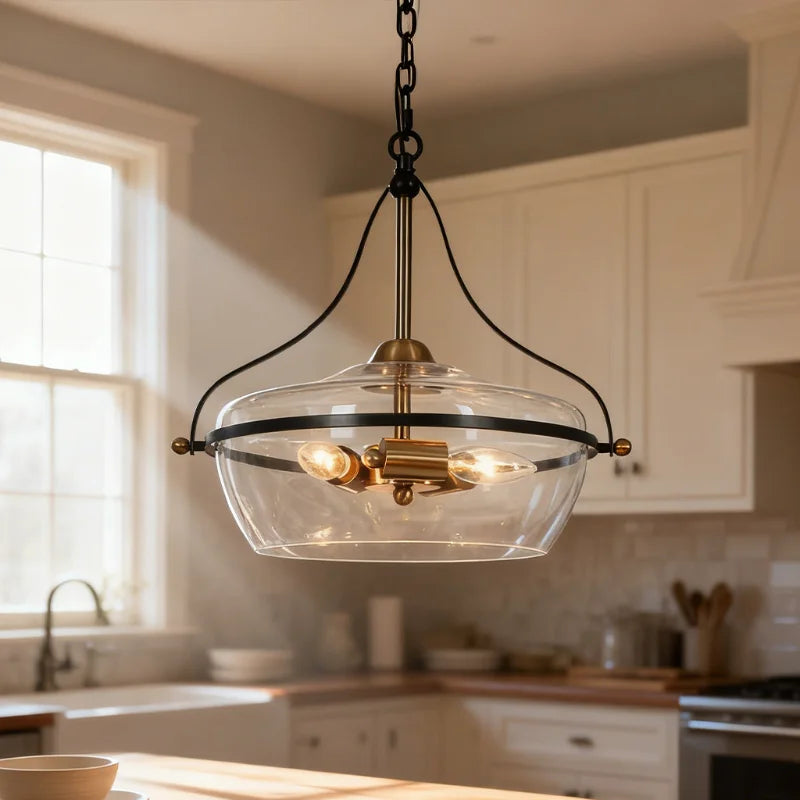 Eira | Glass Pendant Light with Adjustable Chain & Industrial Design | Stylish Hanging Light for Kitchen and Dining 6
