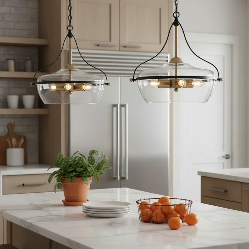 Eira | Glass Pendant Light with Adjustable Chain & Industrial Design | Stylish Hanging Light for Kitchen and Dining 8
