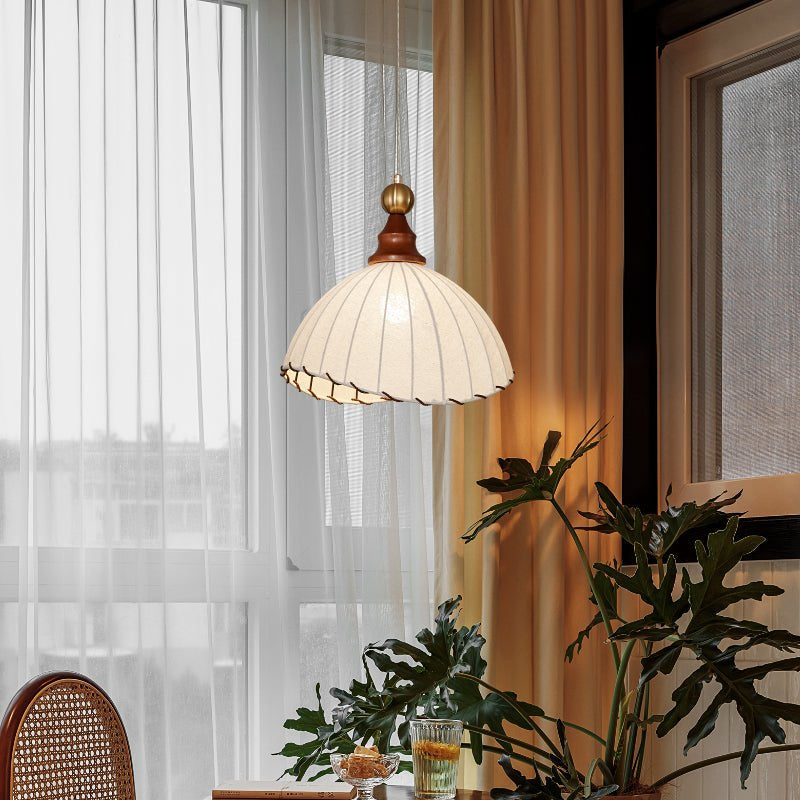 Eldora | Pendant Light with Pleated Fabric Shade & Wooden Accent | Elegant Lighting for Cozy Atmosphere 3