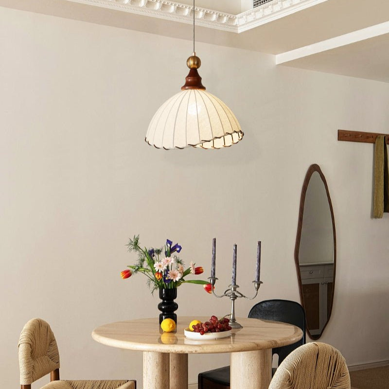 Eldora | Pendant Light with Pleated Fabric Shade & Wooden Accent | Elegant Lighting for Cozy Atmosphere 5