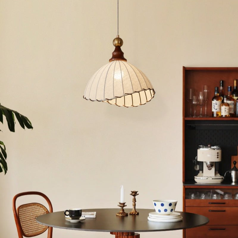 Eldora | Pendant Light with Pleated Fabric Shade & Wooden Accent | Elegant Lighting for Cozy Atmosphere 6