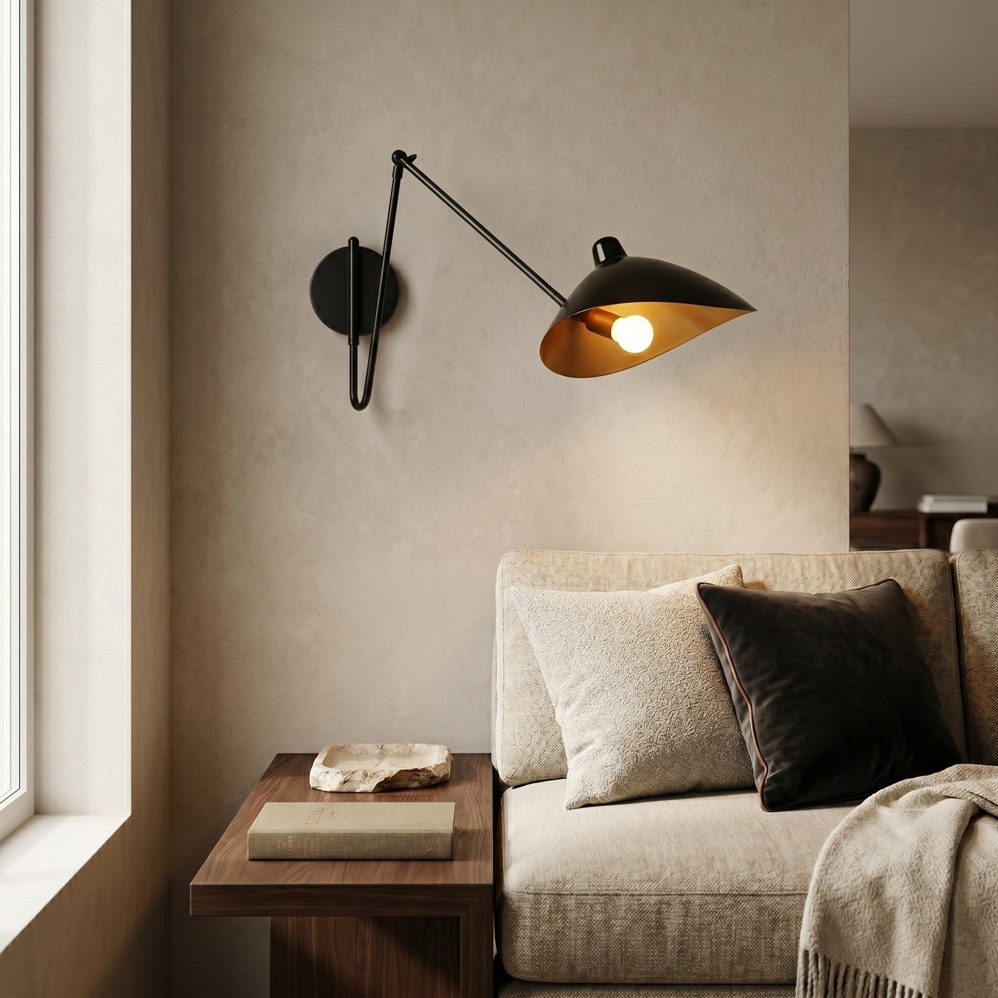 Eldvik | Wall Sconce Lighting with Rotatable Shade & Adjustable Arm | Industrial Matte Iron Design for Precision Task Lighting 2