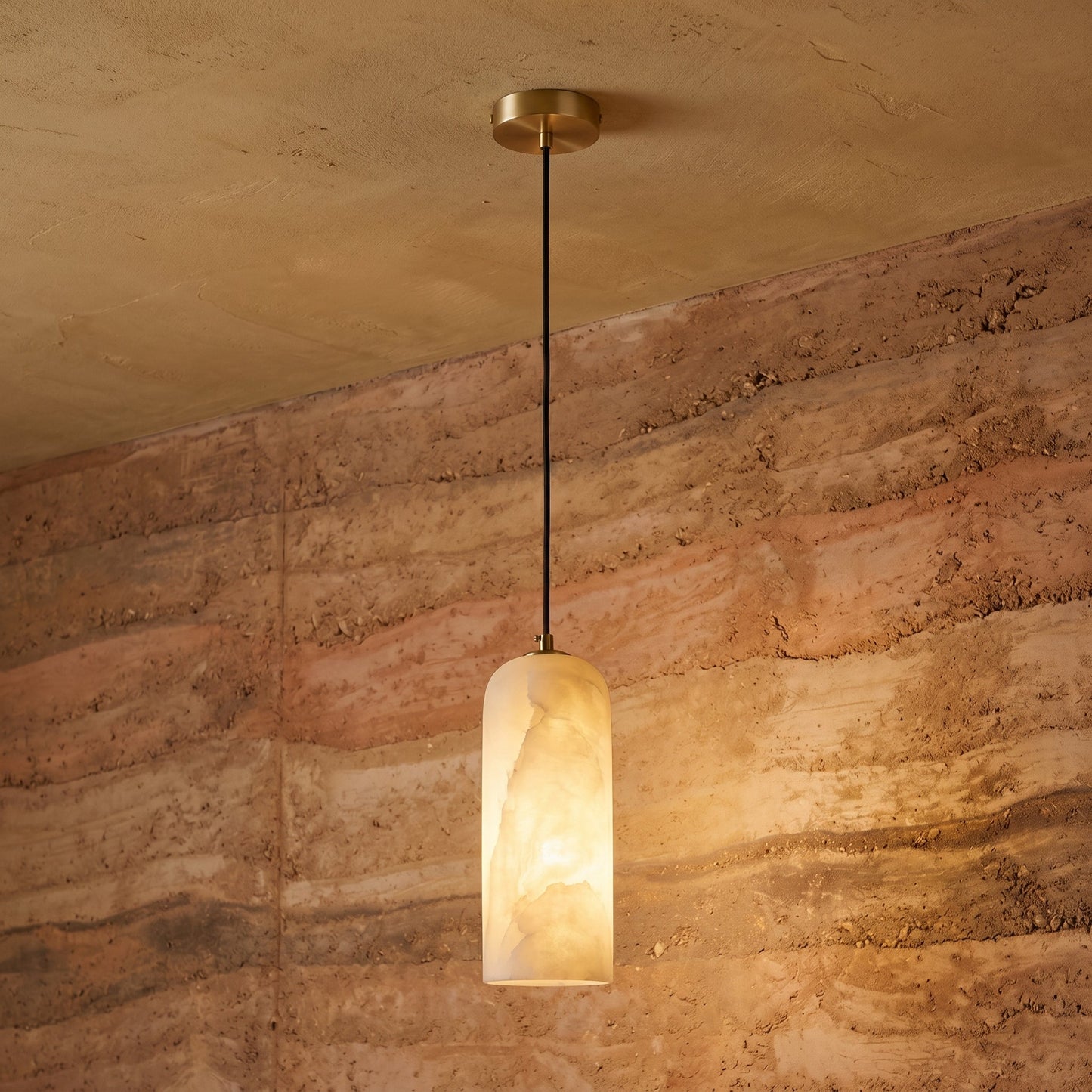 Elegant Alabaster Globe Pendant Light | Brass Finish for Ambient Kitchen Lighting 0