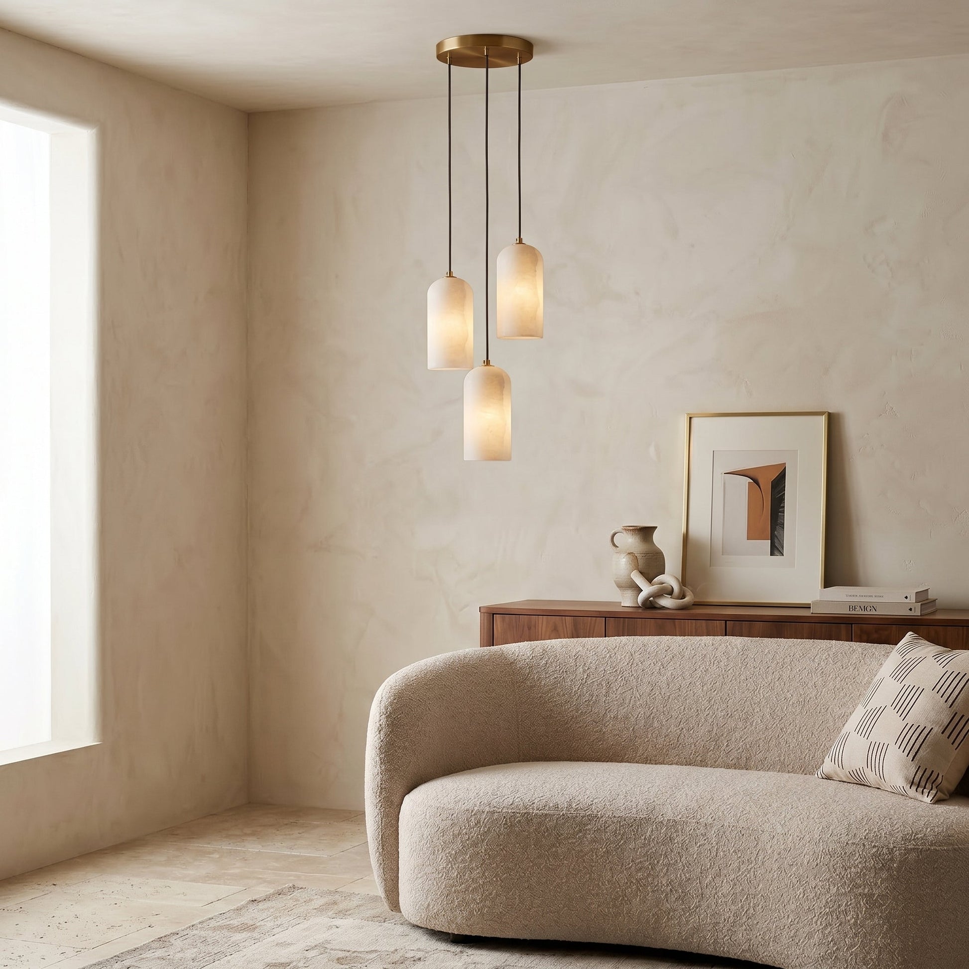 Elegant Alabaster Globe Pendant Light | Brass Finish for Ambient Kitchen Lighting 6