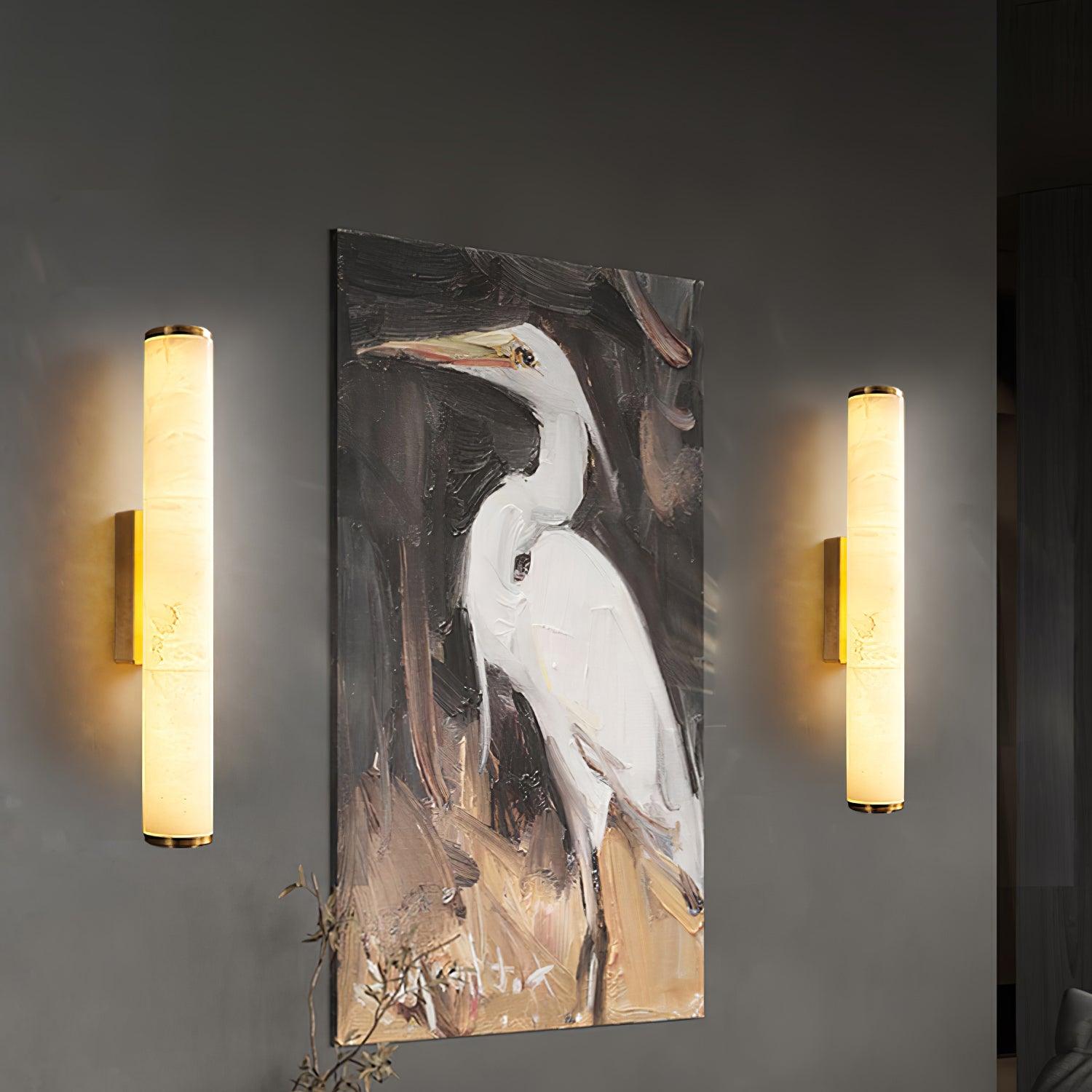 Elegant Alabaster Wall Lamp with Vintage Brass Frame | Stylish Wall Sconce Lighting for Cozy Indoor Spaces 2