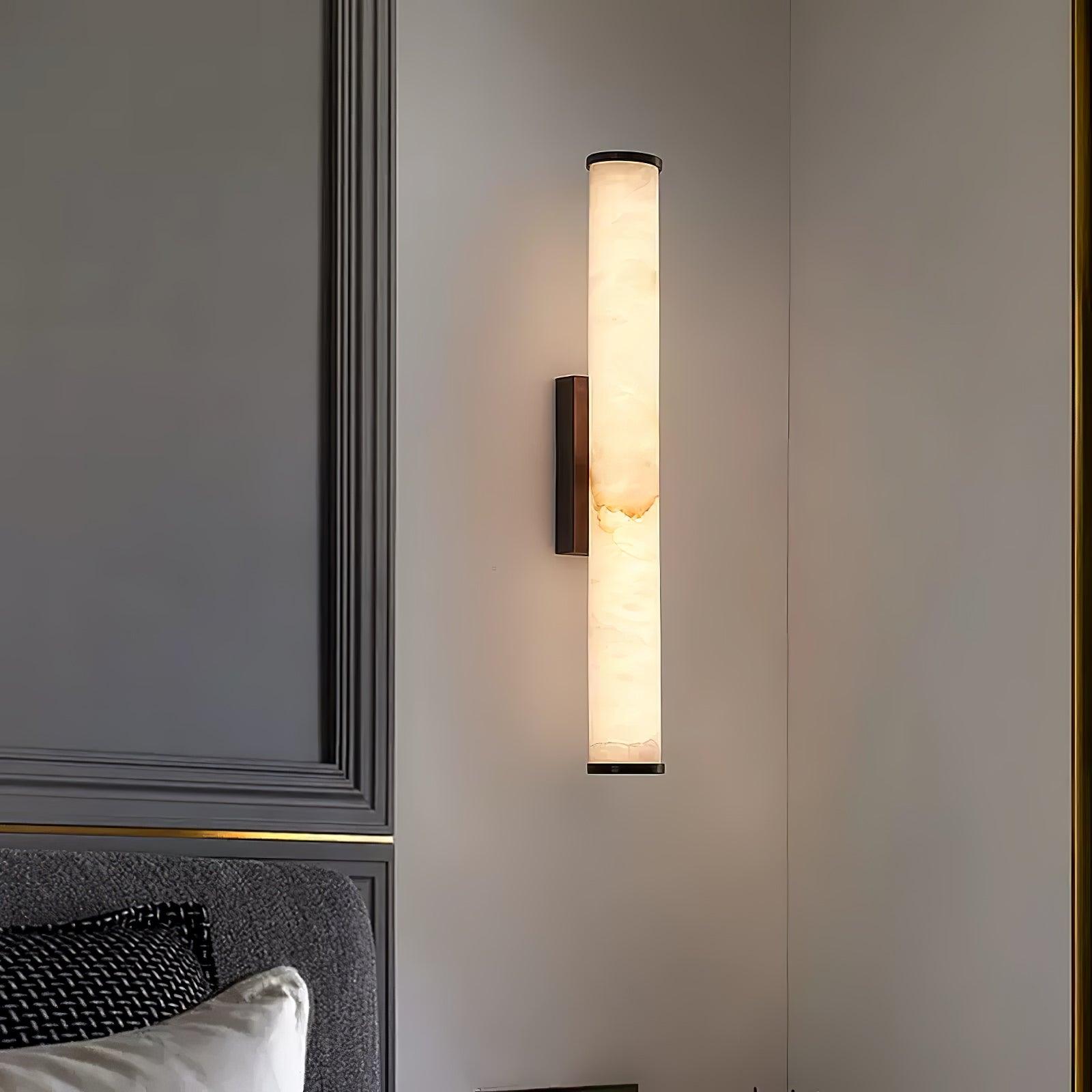 Elegant Alabaster Wall Lamp with Vintage Brass Frame | Stylish Wall Sconce Lighting for Cozy Indoor Spaces 5