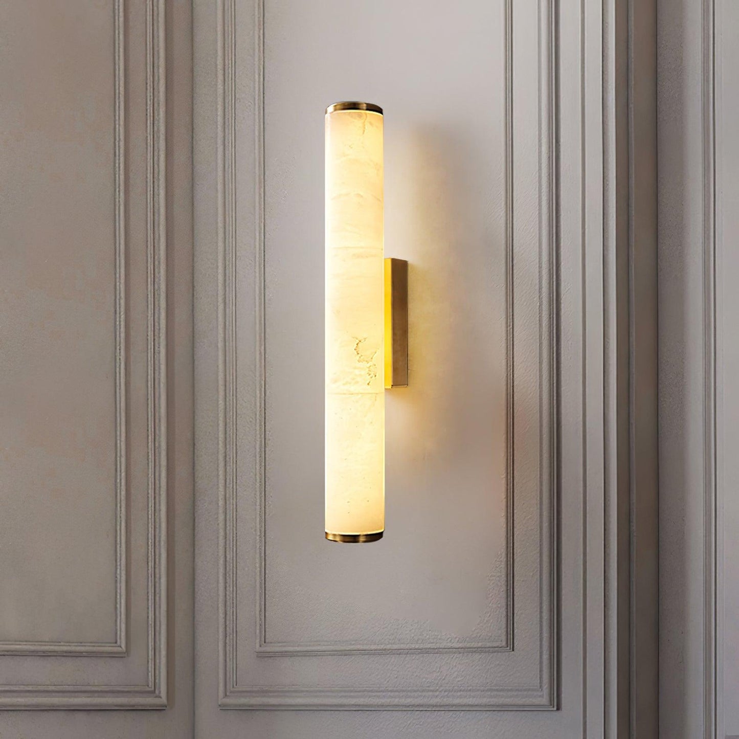 Elegant Alabaster Wall Lamp with Vintage Brass Frame | Stylish Wall Sconce Lighting for Cozy Indoor Spaces 6