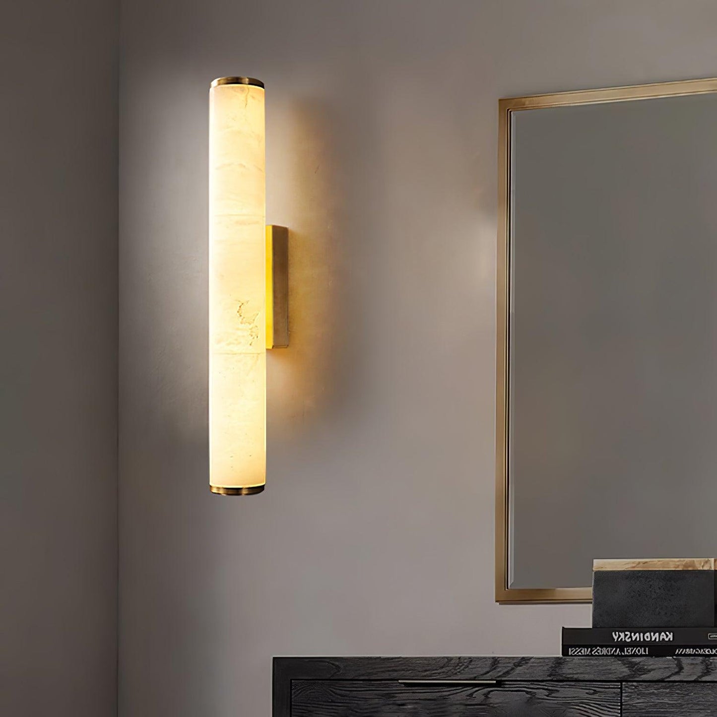 Elegant Alabaster Wall Lamp with Vintage Brass Frame | Stylish Wall Sconce Lighting for Cozy Indoor Spaces 8