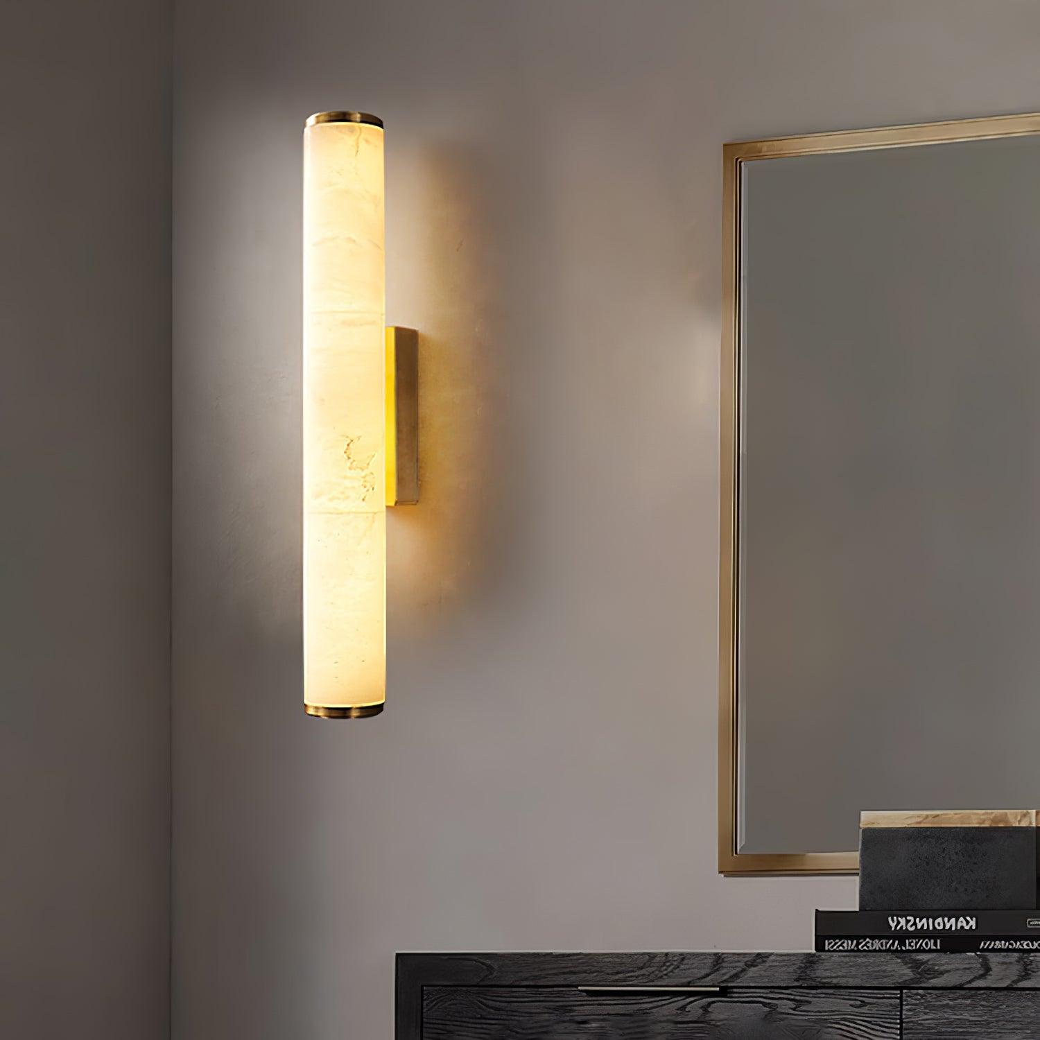 Elegant Alabaster Wall Lamp with Vintage Brass Frame | Stylish Wall Sconce Lighting for Cozy Indoor Spaces 8