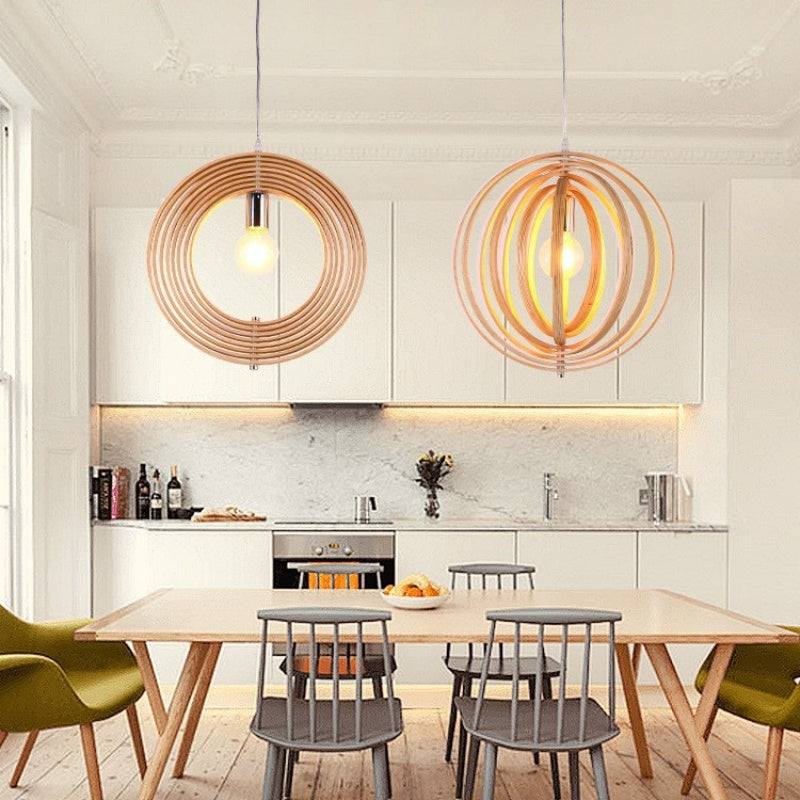 Elegant Black Pendant Light | LED Design with Wood & Metal Finish for Modern Kitchen Spaces 1