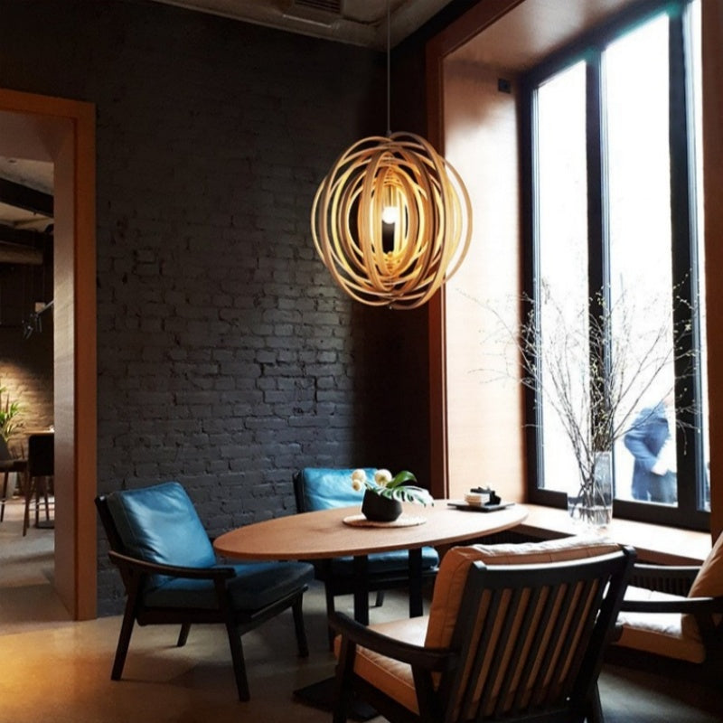 Elegant Black Pendant Light | LED Design with Wood & Metal Finish for Modern Kitchen Spaces 7