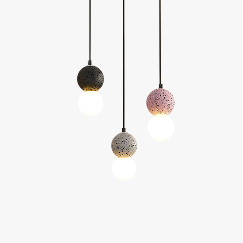 Elegant Black Pendant Light with Natural Travertine | Unique Spherical Design for Stylish Kitchen Lighting 1