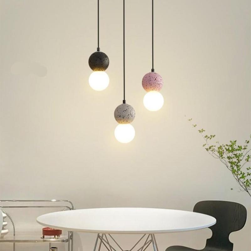 Elegant Black Pendant Light with Natural Travertine | Unique Spherical Design for Stylish Kitchen Lighting 2
