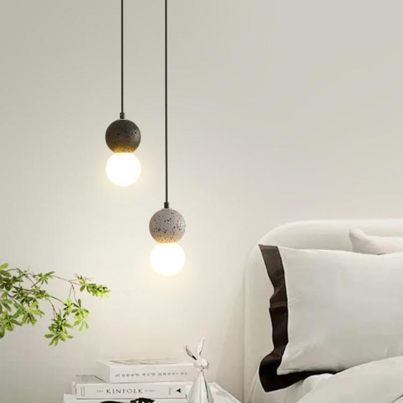 Elegant Black Pendant Light with Natural Travertine | Unique Spherical Design for Stylish Kitchen Lighting 5