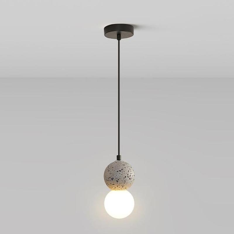 Elegant Black Pendant Light with Natural Travertine | Unique Spherical Design for Stylish Kitchen Lighting 6