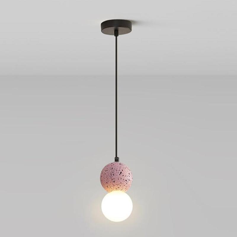 Elegant Black Pendant Light with Natural Travertine | Unique Spherical Design for Stylish Kitchen Lighting 7